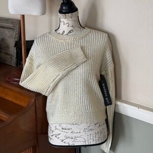Madden Girl Cream and Gold Crew Neck Sweater 69.00 NWT